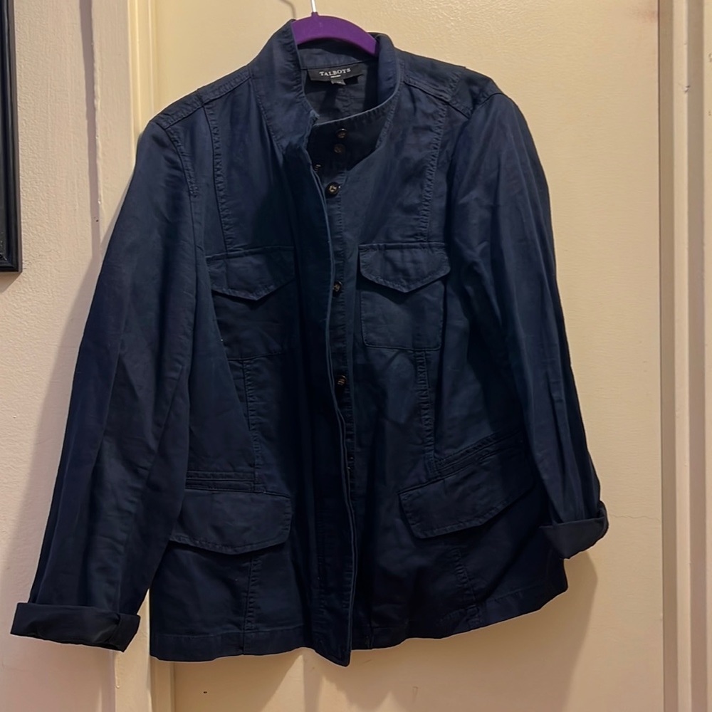 Talbots cotton and linen blue jacket